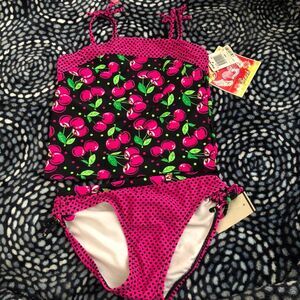 Cherry Tankini Girls Swimsuit size 10